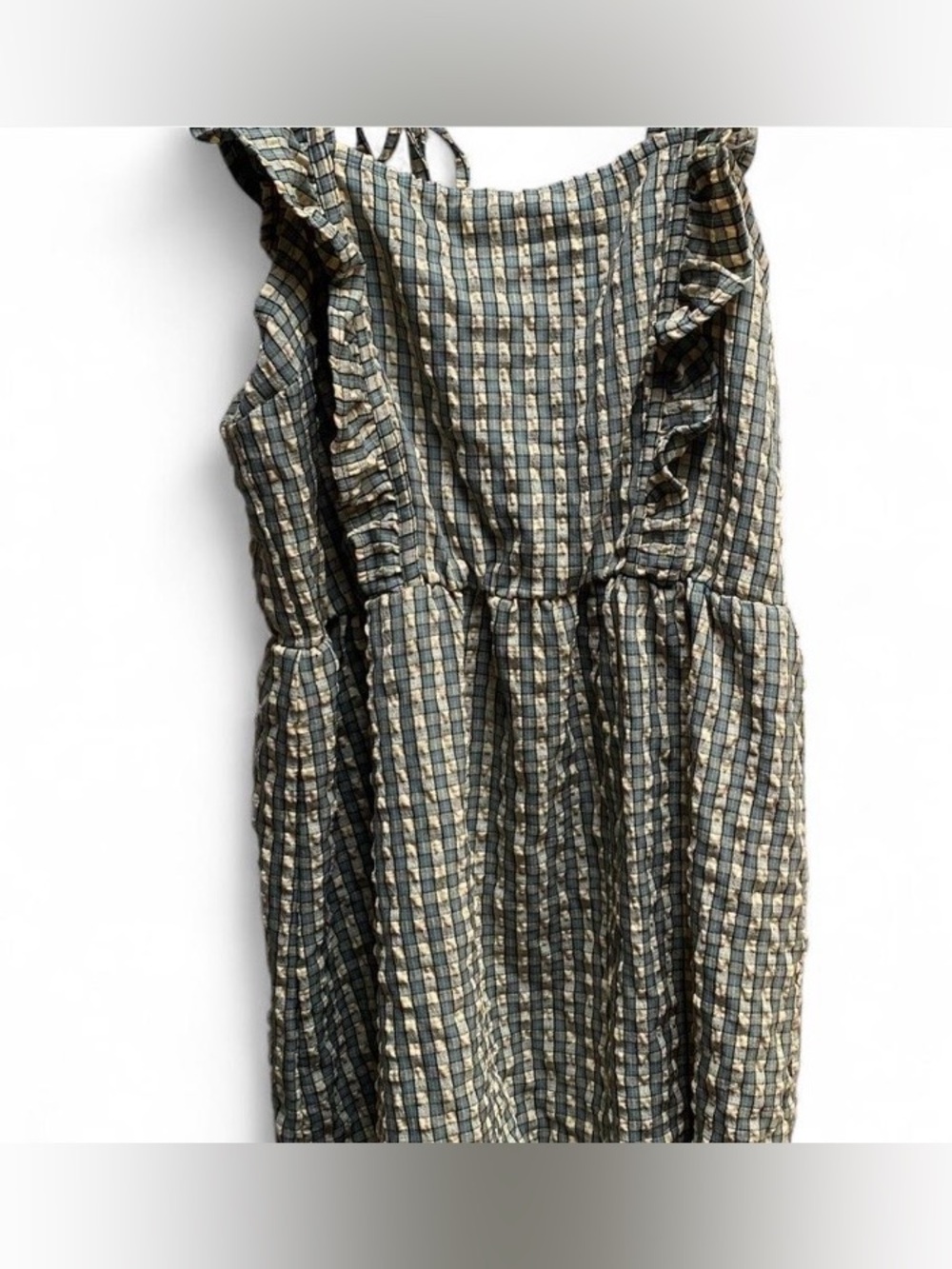 Wild Fable Green and Cream Plaid Ruffle Sundress